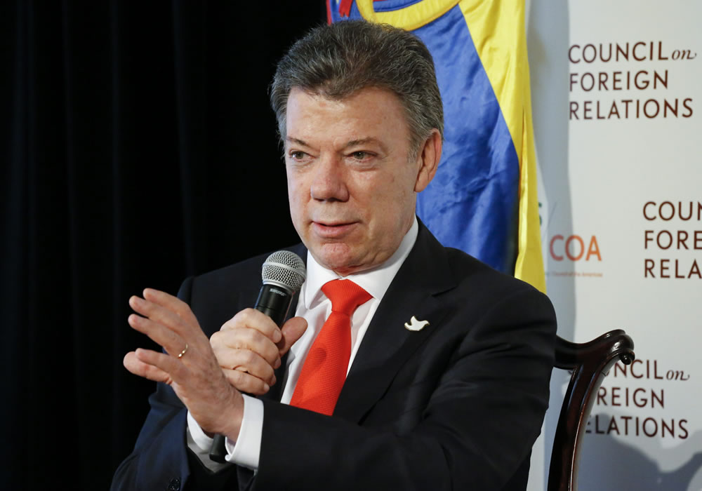 El presidente de Colombia, Juan Manuel Santos, pronuncia un discurso. Foto: EFE