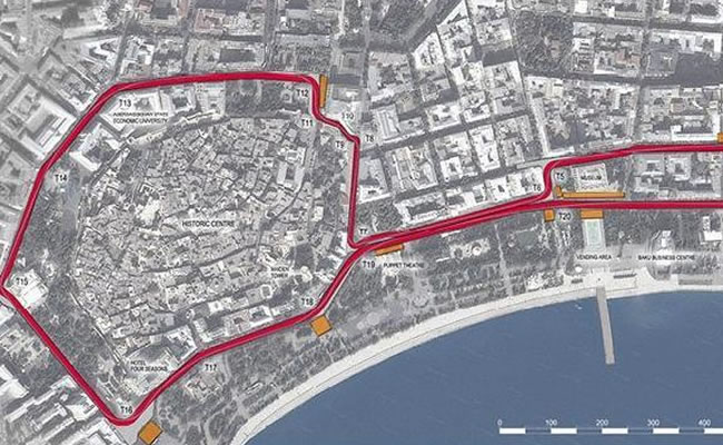 Bakú presenta su circuito urbano para acoger la Fórmula Uno en 2016. Foto: Twitter