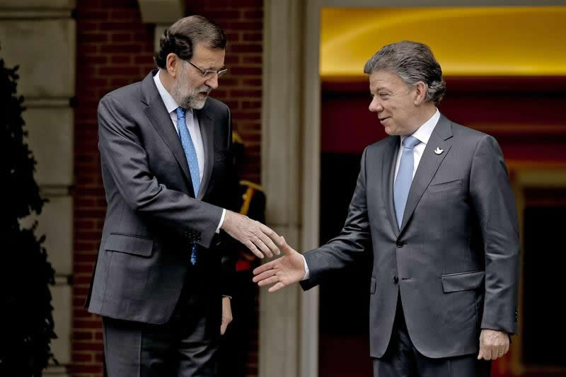 El presidente del Gobierno, Mariano Rajoy, ha recibido en el Palacio de la Moncloa al presidente de Colombia, Juan Manuel Santos. Foto: EFE