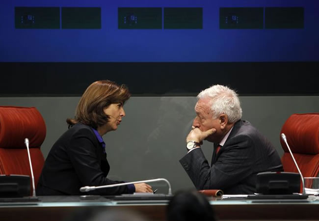José Manuel García-Margallo, se reunió hoy con su homóloga de Colombia, María Ángela Holguín. Foto: EFE