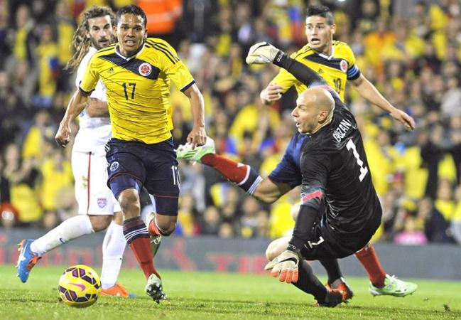 Carlos Bacca hizo el primer gol de Colombia ante EE.UU. Foto: EFE