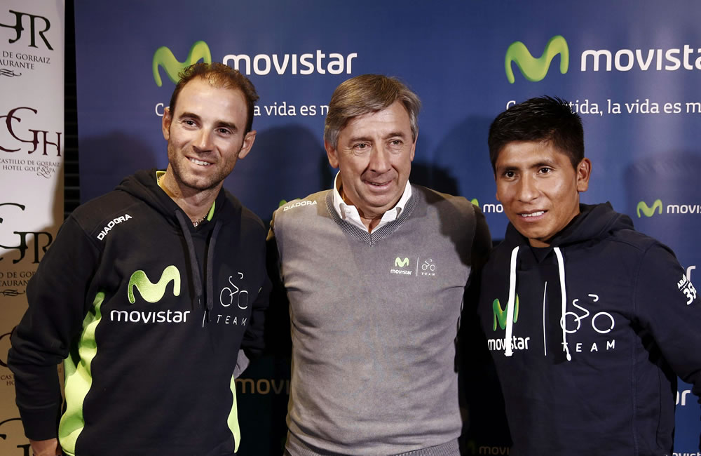 El murciano Alejandro Valverde (i) y el colombiano Nairo Quintana. Foto: EFE