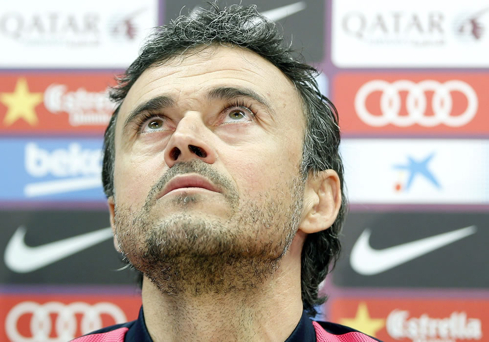 El entrenador del Barcelona, Luis Enrique Martínez, durante la rueda de prensa que ha ofrecido tras el entrenamiento del equipo. Foto: EFE