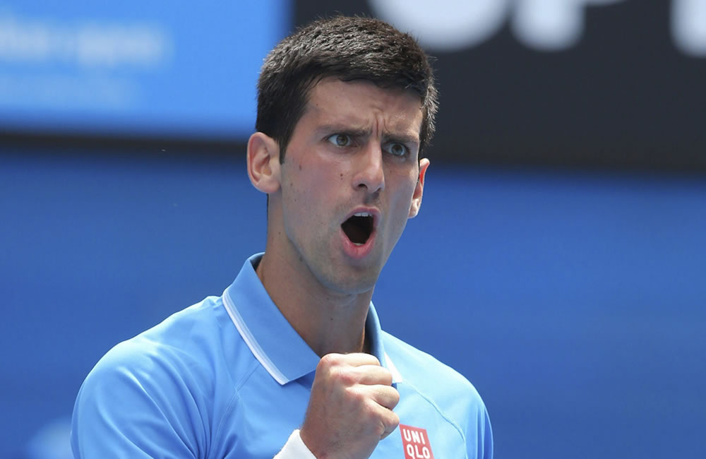El serbio Novak Djokovic celebra un punto durante su partido de la primera ronda. Foto: EFE