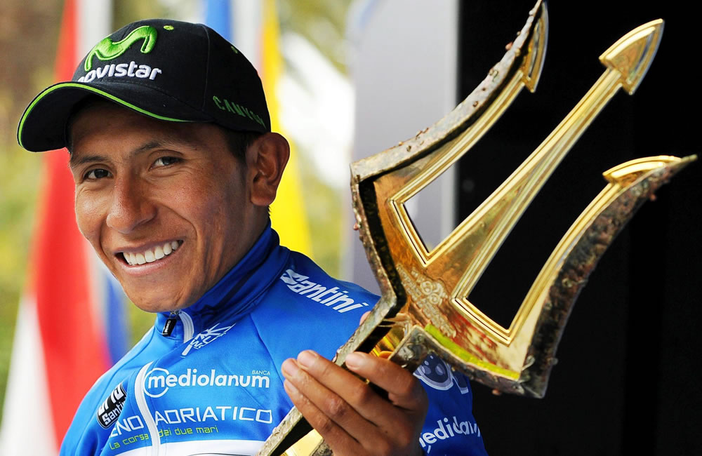 El corredor colombiano del equipo Movistar Nairo Quintana. Foto: EFE