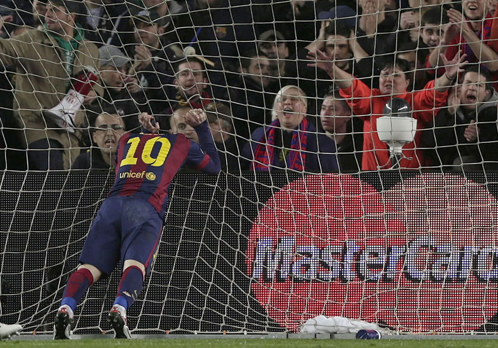 El delantero argentino del FC Barcelona, Leo Messi, se lamenta de una ocasión ante el Manchester City. Foto: EFE