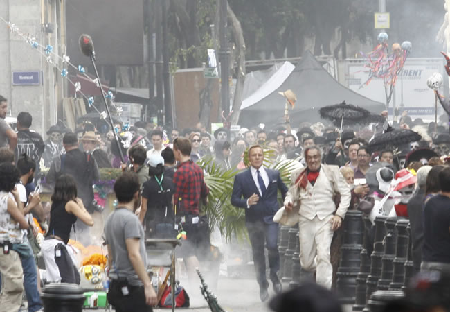 Rodaje de la película "Spectre", la nueva cinta de James Bond en Ciudad de México. Foto: EFE
