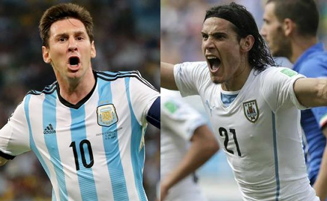 Lionel Messi y Edinson Cavani serán titulares y son los referentes para el clásico de Río de la Plata. Foto: EFE