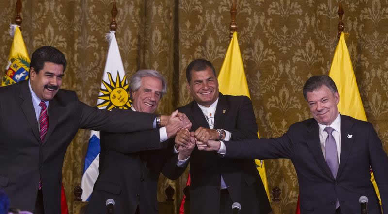 Presidentes Maduro y Santos acuerdan retorno de embajadores e indagar tema fronterizo. Foto: EFE