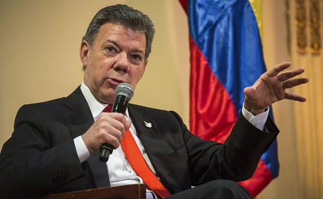 Presidente de Colombia, Juan Manuel Santos desde acto American association en Nueva York. Foto: EFE