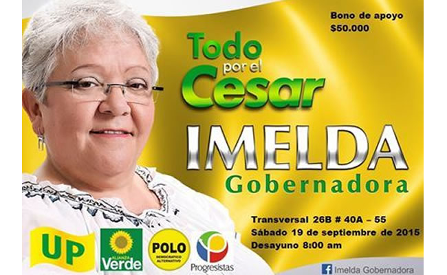 Imelda es la tercera opción política del Cesar, pero la que menos impacto ha tenido. Foto: Facebook
