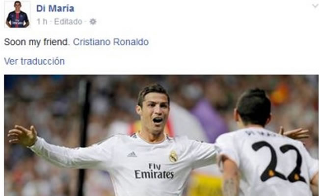 Este es el falso mensaje de Di María a Cristiano Ronaldo. Foto: Facebook