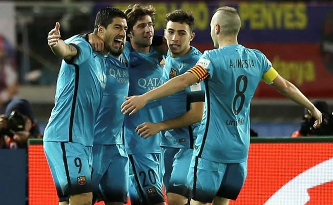 Barcelona celebra su segundo gol del partido. Foto: EFE