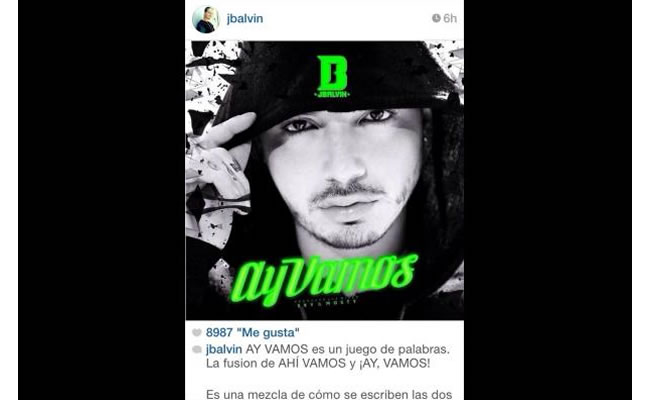 Esta fue la publicación de J Balvin sobre Ay Vamos. Foto: Instagram