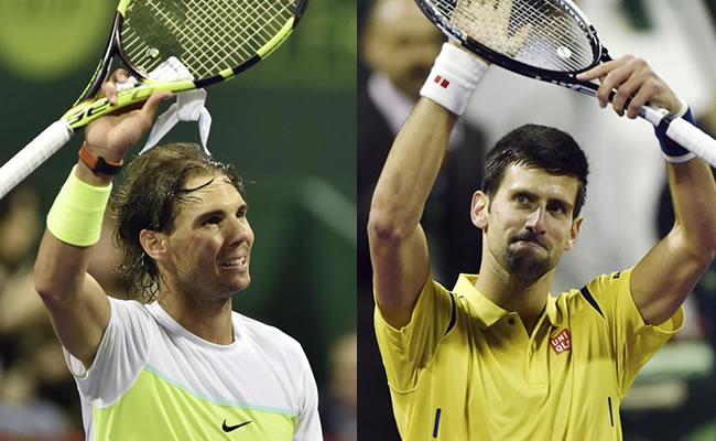 Rafael Nadal y Novak Djokovic, finalistas del ATP 250 de Doha. Foto: EFE