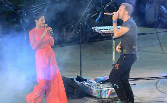 Rihanna y Coldplay en la clausura de los Juegos Paralímpicos de 2011. Foto: EFE