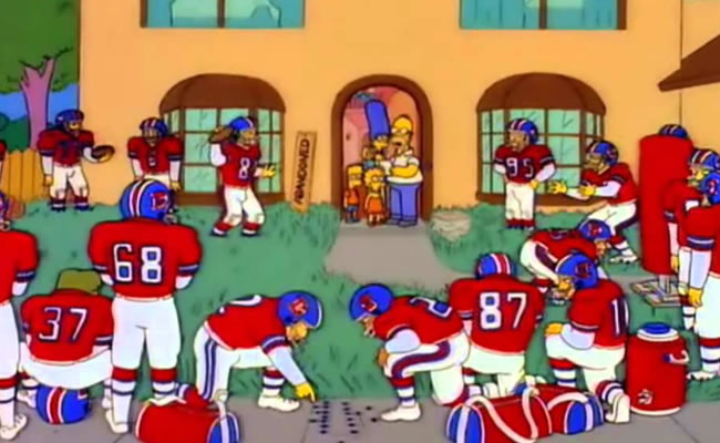 Homero Simpson recibe los Broncos de Denver. Foto: Youtube