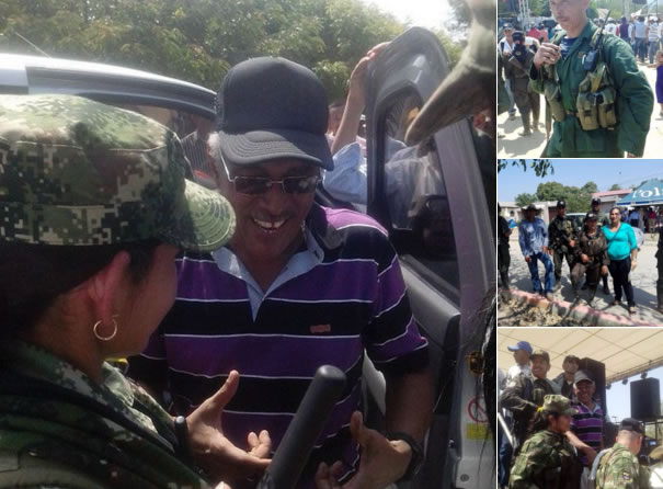 Llegada de voceros de las Farc al corregimiento Conejo, La Guajira. Foto: Twitter