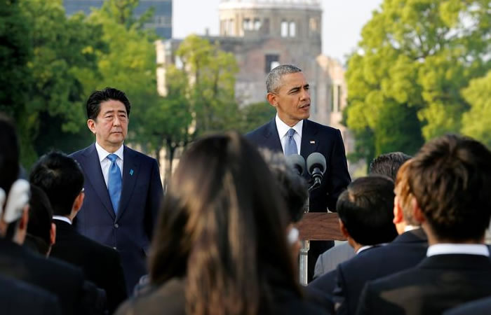 Barack Obama primer presidente de EE.UU que visita Hiroshima. Foto: EFE