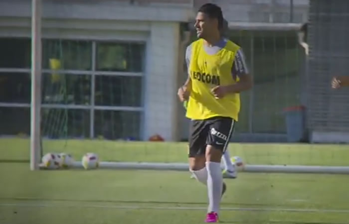 Falcao García en su primer entrenamiento con el Mónaco. Foto: Youtube