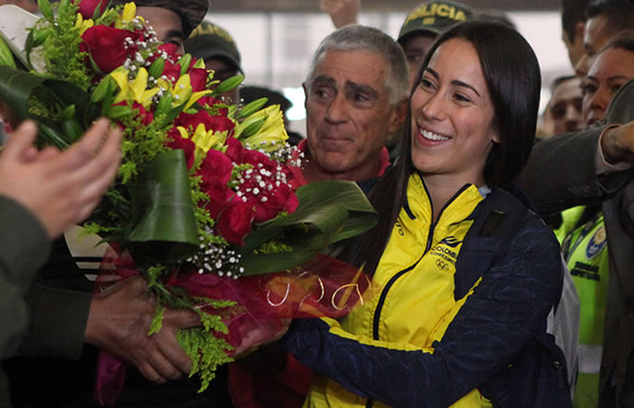 Mariana Pajón llegó a Medellín. Foto: EFE