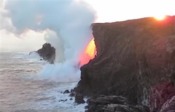 Hawái: Río de lava desemboca en el Océano Pacífico