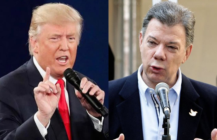 Donald Trump y Juan Manuel Santos. Foto: EFE