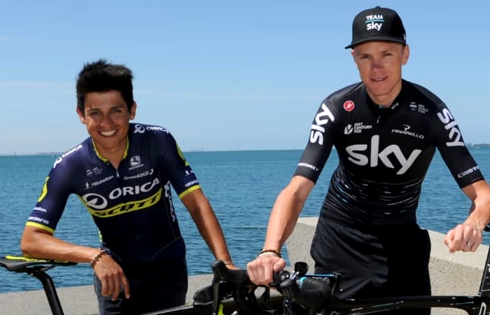 Esteban Chaves y Chris Froome. Foto: AFP