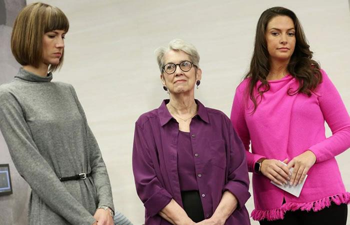 Rachel Crooks, Jessica Leeds y Samantha Holvey; las mujeres que acusan a Trump. Foto: AFP