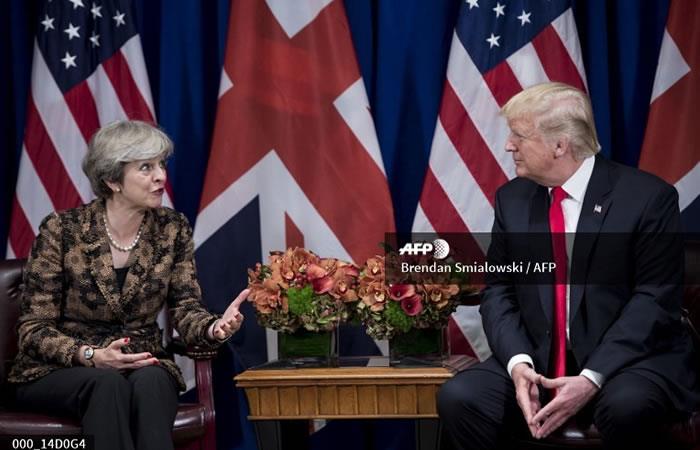 La Primera Ministra británica Theresa May (L) y el presidente estadounidense, Donald Trump. Foto: AFP