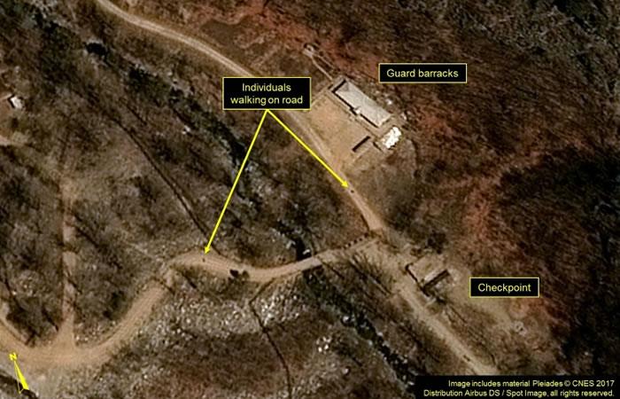 Imagen vía satélite tomada el 12 de abril de 2017 del centro de pruebas nucleares norcoreano de Punggye-ri. Foto: AFP
