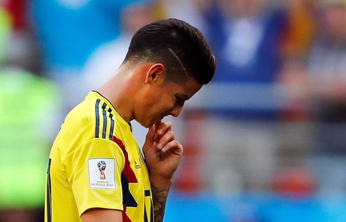 James Rodríguez decepcionado tras la derrota contra Japón. Foto: EFE