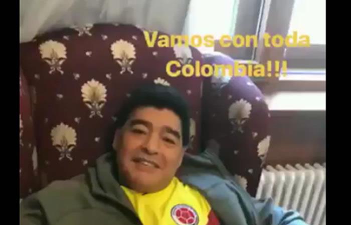 Maradona envía mensaje de apoyo a la selección de Colombia. Foto: Instagram