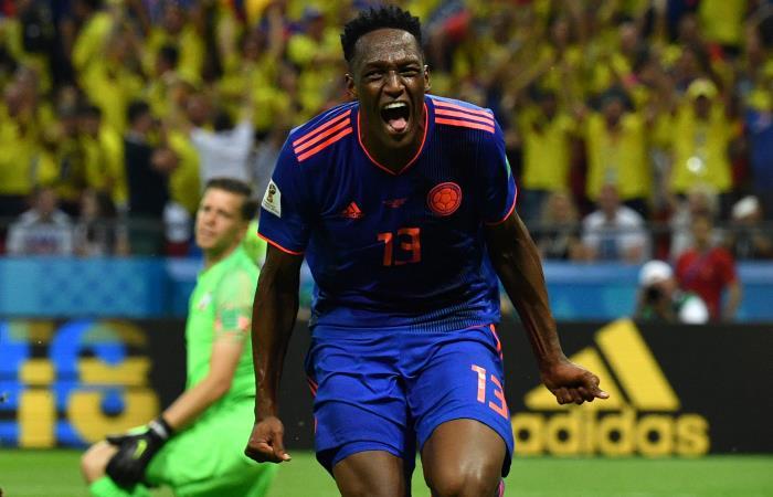 Yerry Mina se convirtió en el goleador de la Selección Colombia en el Mundial. Foto: AFP