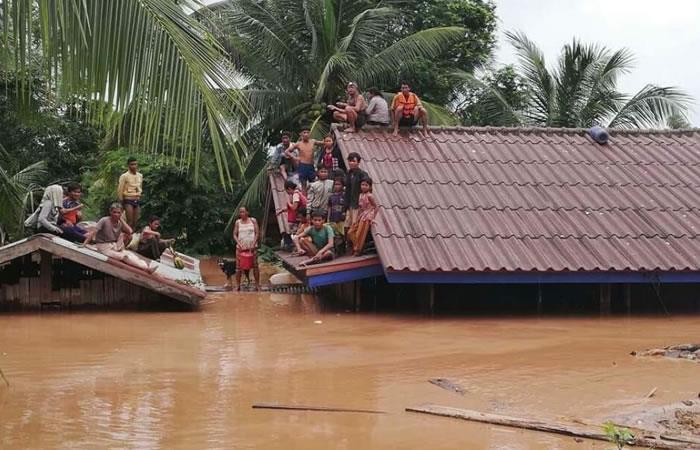 Ruptura de una represa en Laos. Foto: AFP