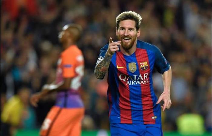 Lionel Messi celebrando un gol con Barcelona. Foto: AFP