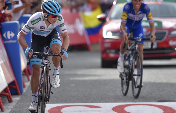 Superman López en acción en la Vuelta a España 2018. Foto: AFP