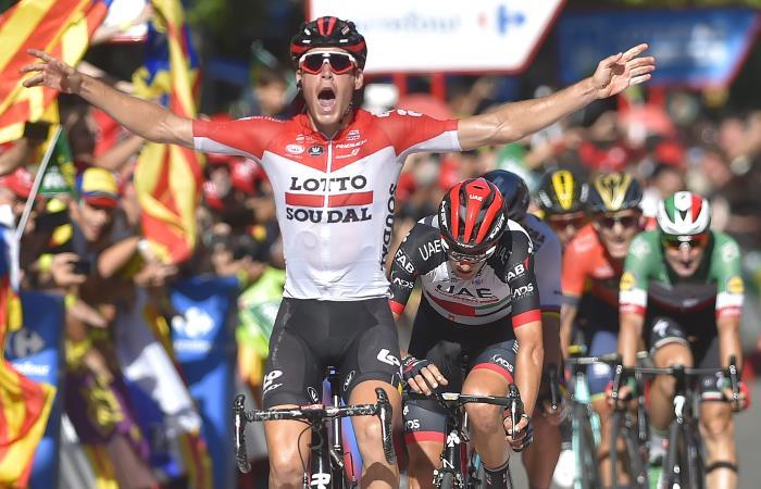 Jelle Wallays gana la etapa 18 de la Vuelta a España 2018. Foto: AFP