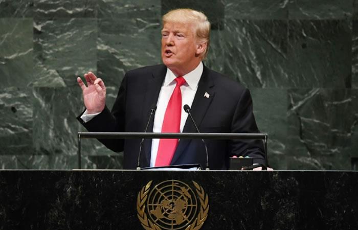 El presidente de Estados Unidos, Donald Trump, habla en la Asamblea General de la ONU, en Nueva York. Foto: AFP