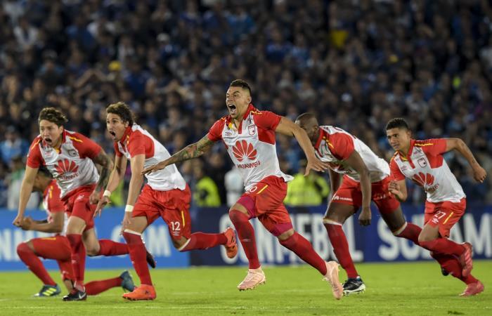 Santa Fe celebra su paso a cuartos de final de Copa Sudamericana. Foto: AFP