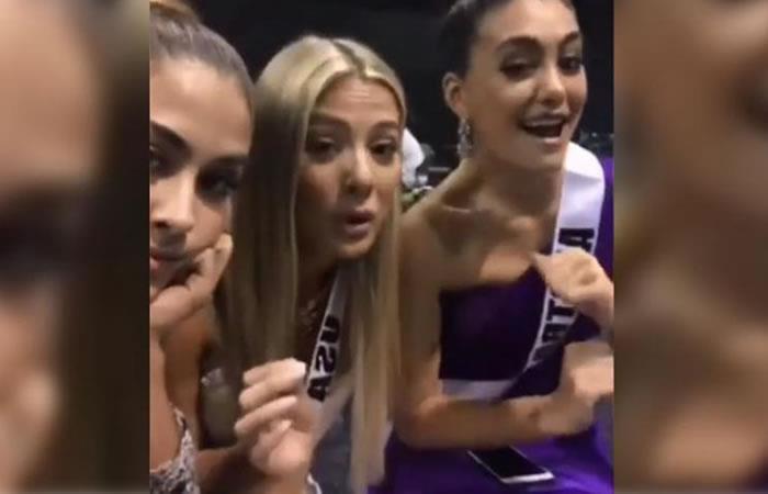 Este fue el momento en el que las tres concursantes (Colombia, USA, y Australia) se burlaron de sus compañeras. Foto: Instagram