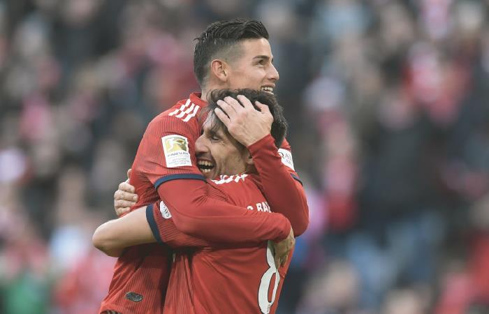 James fue clave en dos goles del Bayern Múnich. Foto: AFP