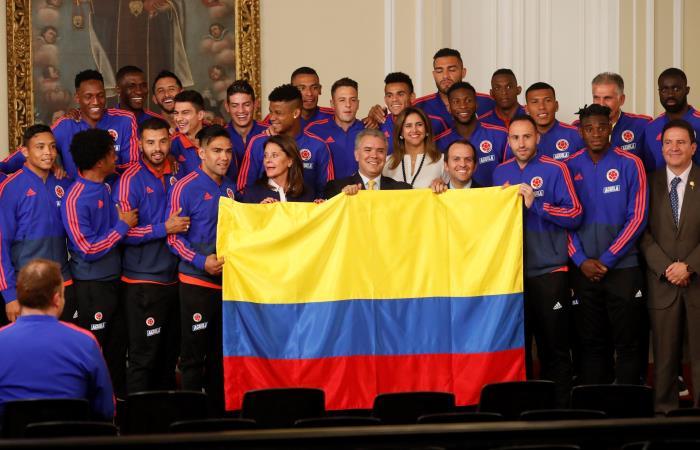 Selección Colombia en la Casa de Nariño. Foto: EFE