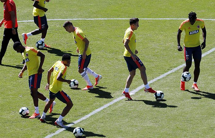 Los jugadores de la Selección Colombia en entrenamiento. Foto: EFE