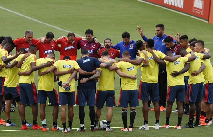 Selección Colombia previo al partido ante Paraguay. Foto: EFE
