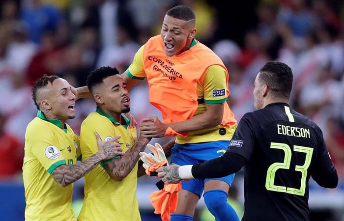 Brasil celebra su título de la Copa América. Foto: EFE