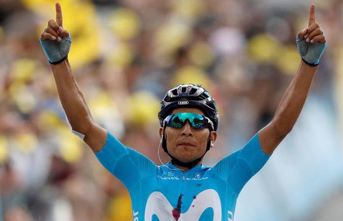 Nairo Quintana ganando la etapa 18 del Tour de Francia 2019. Foto: EFE