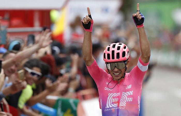 Sergio Higuita consiguió su primera victoria de competencia grande en La Vuelta 2019. Foto: EFE