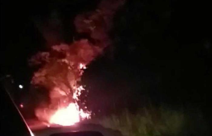 Momento de la explosión en el oleoducto Trasandino en Putumayo. Foto: Twitter