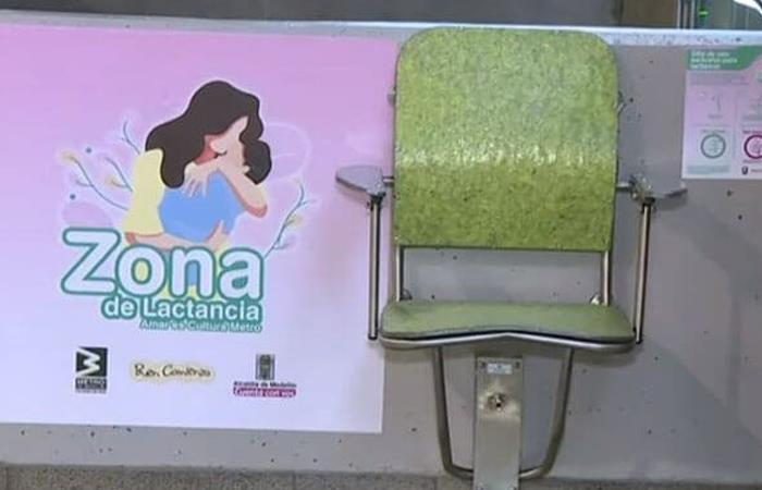 Nuevas sillas para lactancia materna en el metro de Medellín. Foto: Twitter